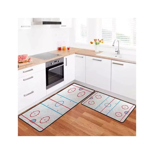 Kitchen Rugs Set Hockey Rink Box with gate Top View Kitchen Mat for Floor Non-Slip Washable Kitchen Runner Doormat Bath Rug Carpet Comfort Standing Mats Decorations